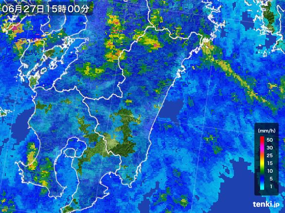 宮崎県の雨雲レーダー(2016年06月27日)