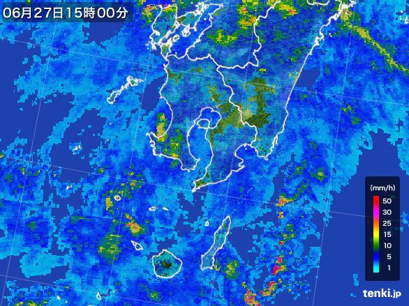 鹿児島県の雨雲レーダー(2016年06月27日)