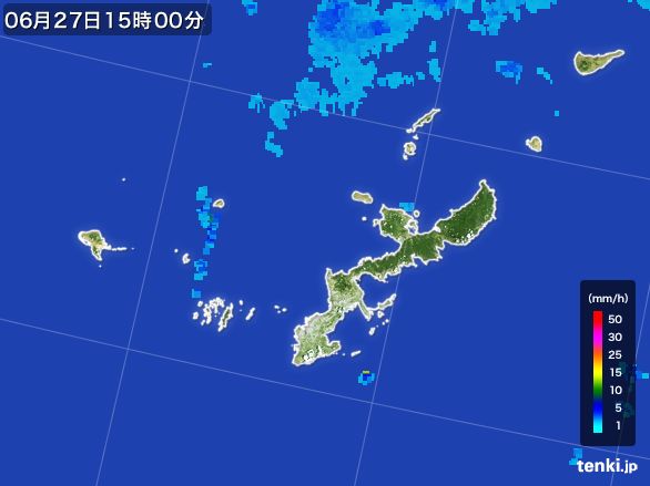 沖縄県の雨雲レーダー(2016年06月27日)