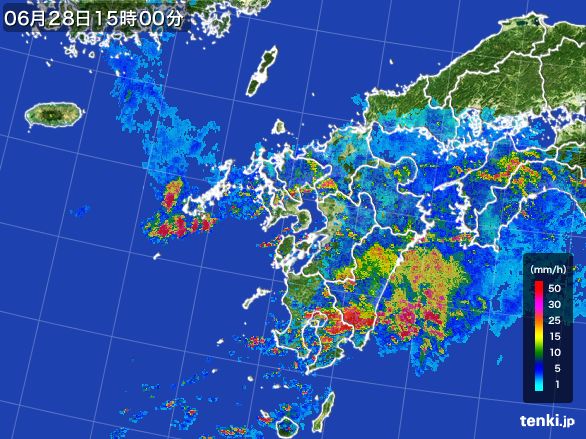 九州地方の雨雲レーダー(2016年06月28日)