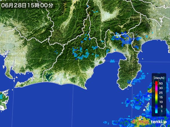 静岡県の雨雲レーダー(2016年06月28日)