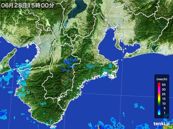 三重県の雨雲レーダー(2016年06月28日)