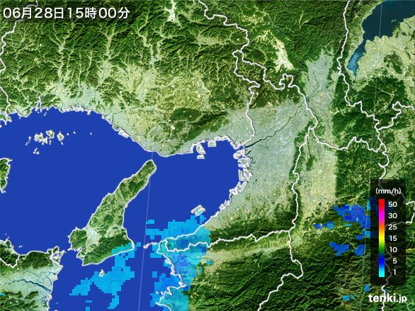 大阪府の雨雲レーダー(2016年06月28日)