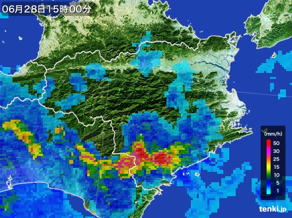 徳島県の雨雲レーダー(2016年06月28日)