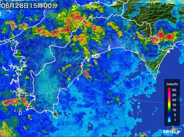 高知県の雨雲レーダー(2016年06月28日)