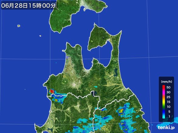 青森県の雨雲レーダー(2016年06月28日)