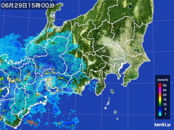 関東・甲信地方の雨雲レーダー(2016年06月29日)