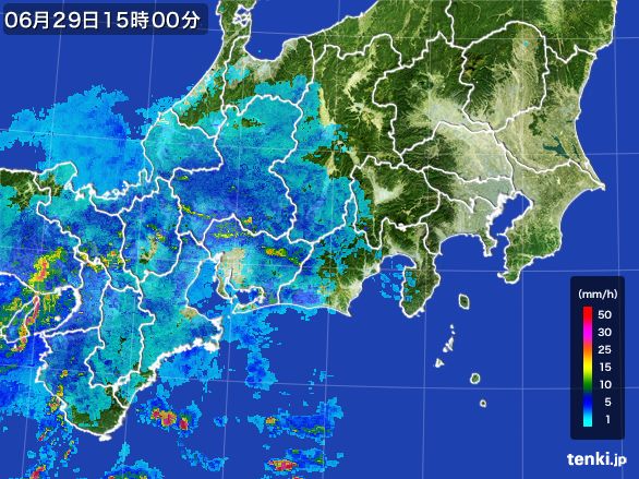 東海地方の雨雲レーダー(2016年06月29日)