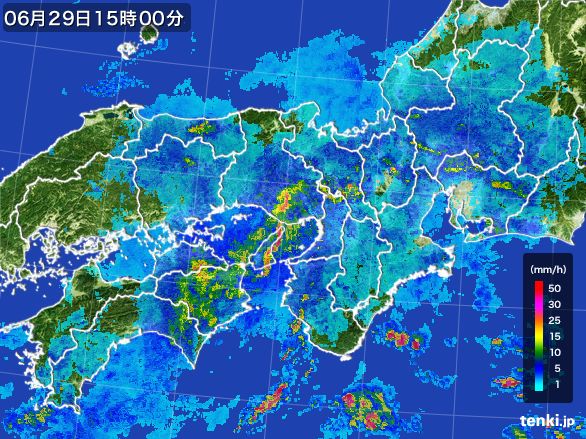 近畿地方の雨雲レーダー(2016年06月29日)