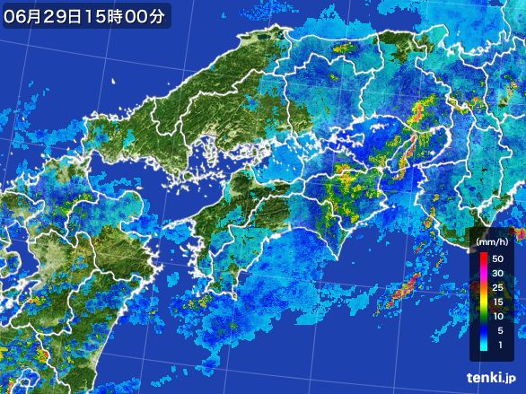 四国地方の雨雲レーダー(2016年06月29日)
