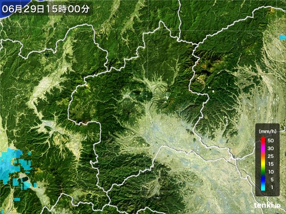 群馬県の雨雲レーダー(2016年06月29日)