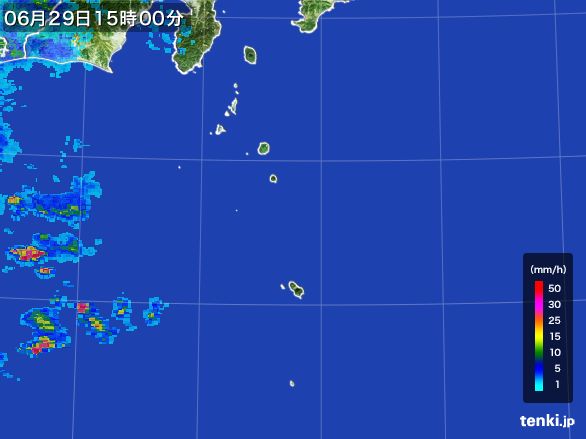 伊豆諸島(東京都)の雨雲レーダー(2016年06月29日)