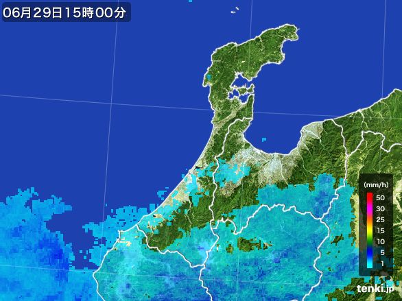 石川県の雨雲レーダー(2016年06月29日)