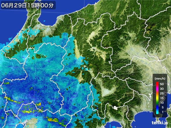 長野県の雨雲レーダー(2016年06月29日)