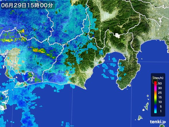 静岡県の雨雲レーダー(2016年06月29日)