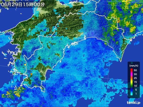 高知県の雨雲レーダー(2016年06月29日)
