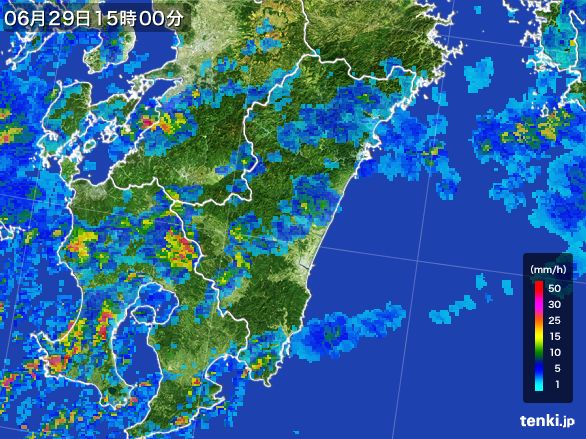 宮崎県の雨雲レーダー(2016年06月29日)