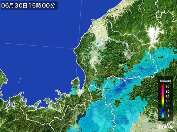 福井県の雨雲レーダー(2016年06月30日)