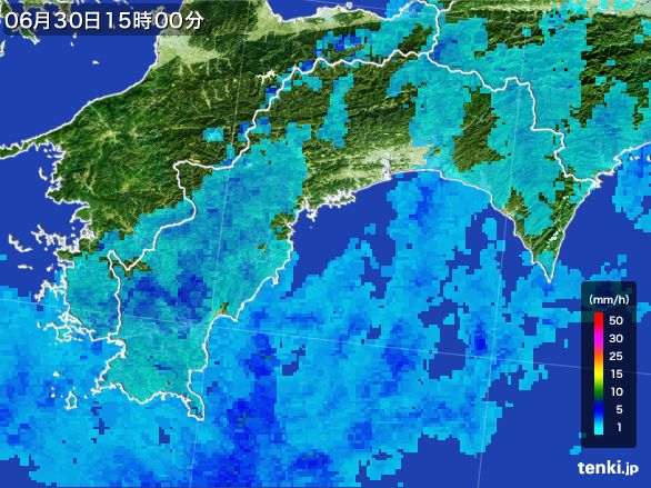 高知県の雨雲レーダー(2016年06月30日)