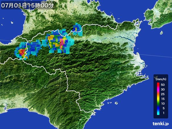 徳島県の雨雲レーダー(2016年07月01日)