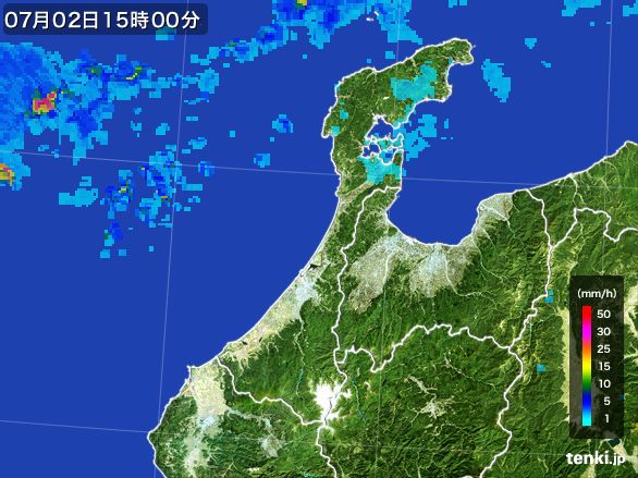 石川県の雨雲レーダー(2016年07月02日)