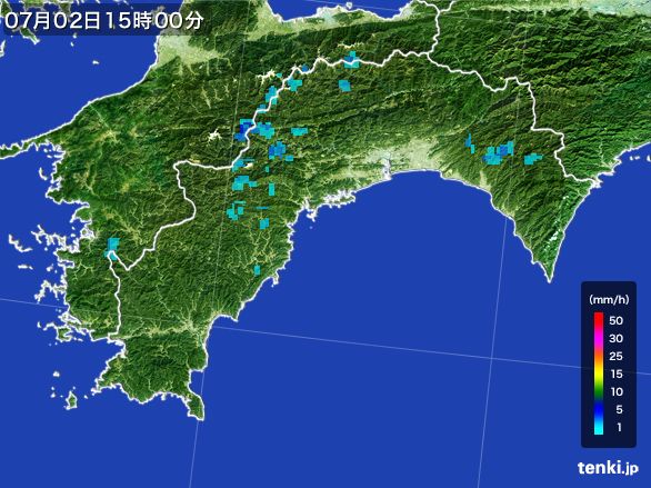 高知県の雨雲レーダー(2016年07月02日)