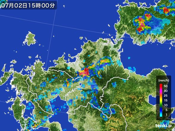 福岡県の雨雲レーダー(2016年07月02日)