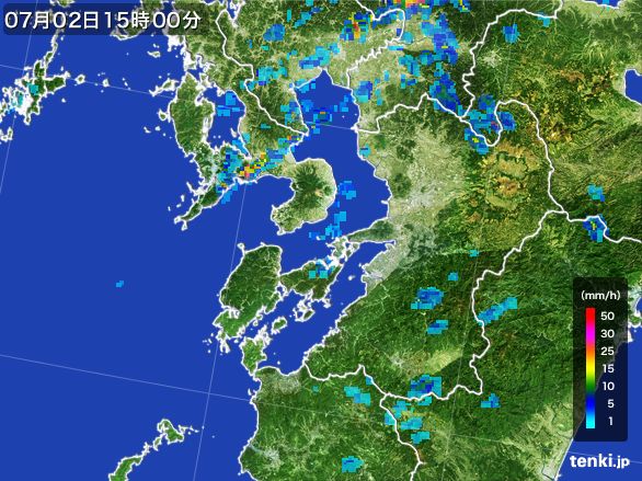 熊本県の雨雲レーダー(2016年07月02日)