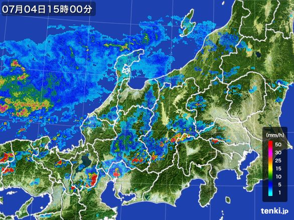 北陸地方の雨雲レーダー(2016年07月04日)