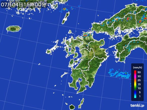 九州地方の雨雲レーダー(2016年07月04日)