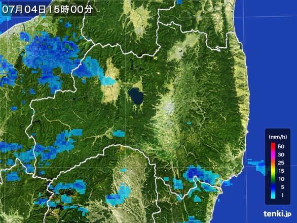 福島県の雨雲レーダー(2016年07月04日)