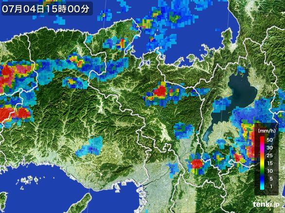 京都府の雨雲レーダー(2016年07月04日)