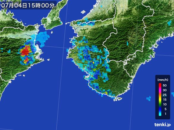 和歌山県の雨雲レーダー(2016年07月04日)