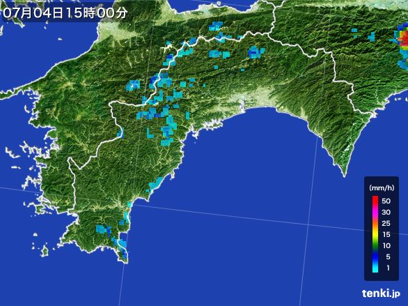 高知県の雨雲レーダー(2016年07月04日)