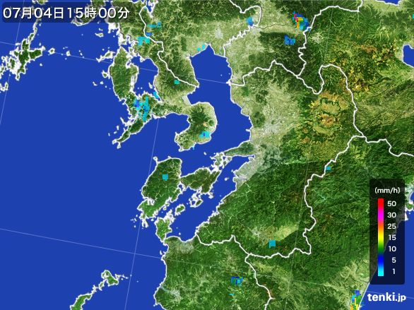 熊本県の雨雲レーダー(2016年07月04日)