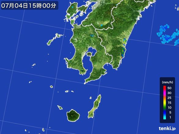 鹿児島県の雨雲レーダー(2016年07月04日)