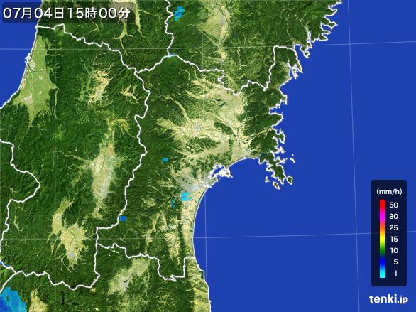 宮城県の雨雲レーダー(2016年07月04日)