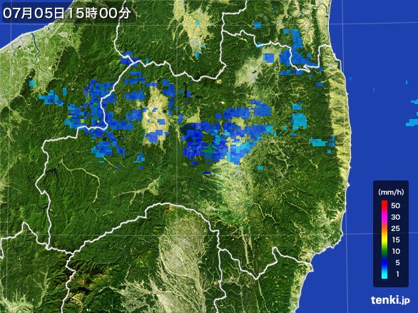 福島県の雨雲レーダー(2016年07月05日)