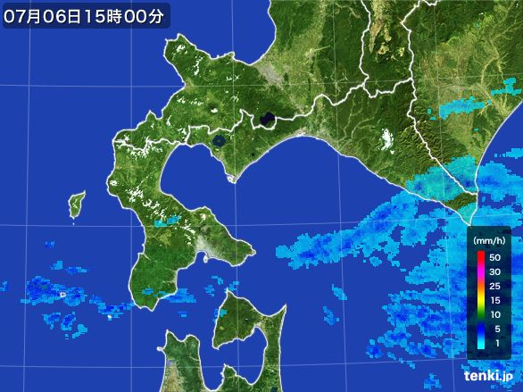 道南の雨雲レーダー(2016年07月06日)