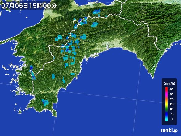 高知県の雨雲レーダー(2016年07月06日)