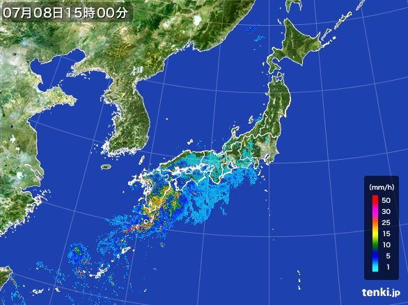 雨雲レーダー(2016年07月08日)