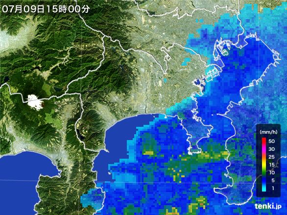 神奈川県の雨雲レーダー(2016年07月09日)