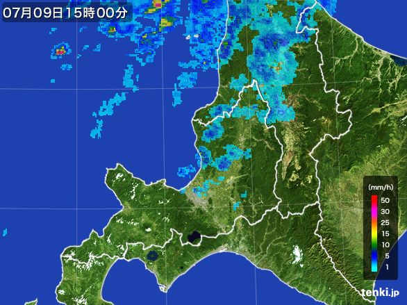 道央の雨雲レーダー(2016年07月09日)