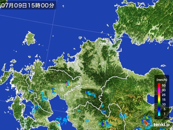 福岡県の雨雲レーダー(2016年07月09日)
