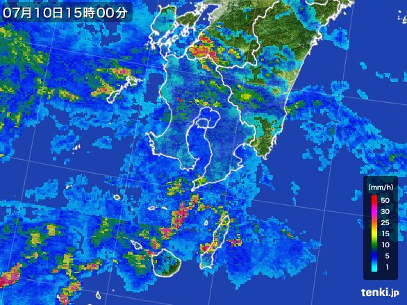 鹿児島県の雨雲レーダー(2016年07月10日)