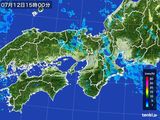 2016年07月12日の近畿地方の雨雲レーダー