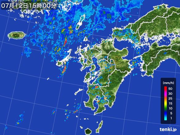 九州地方の雨雲レーダー(2016年07月12日)