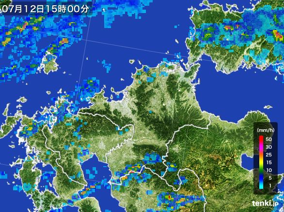 福岡県の雨雲レーダー(2016年07月12日)