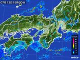 2016年07月13日の近畿地方の雨雲レーダー