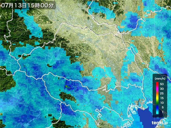 埼玉県の雨雲レーダー(2016年07月13日)